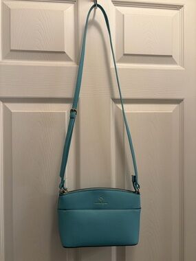 Nanette Lapore Turquoise Pebbled Leather Crossbody Bag | Gold Hardware NWOT